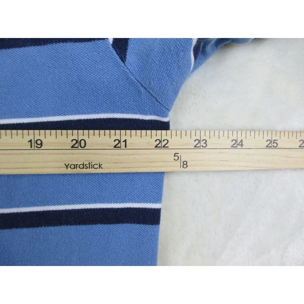 Ralph Lauren Polo Shirt Mens Large Blue Orange Pony Striped Cotton‎ Casual*